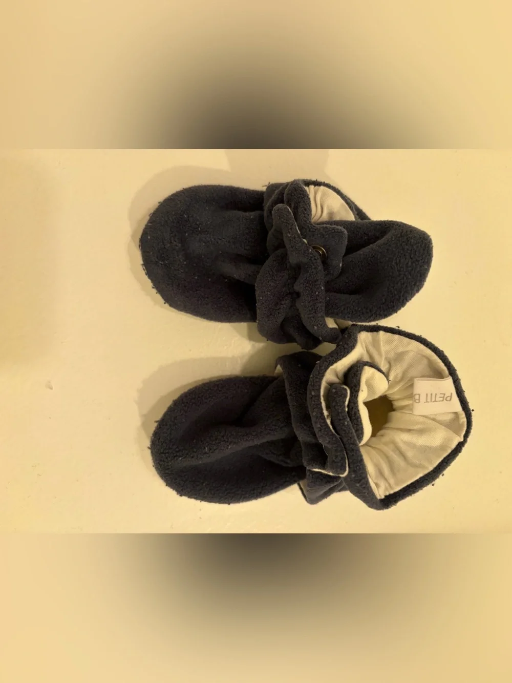 Petit B navy Baby Fleece Moccasins